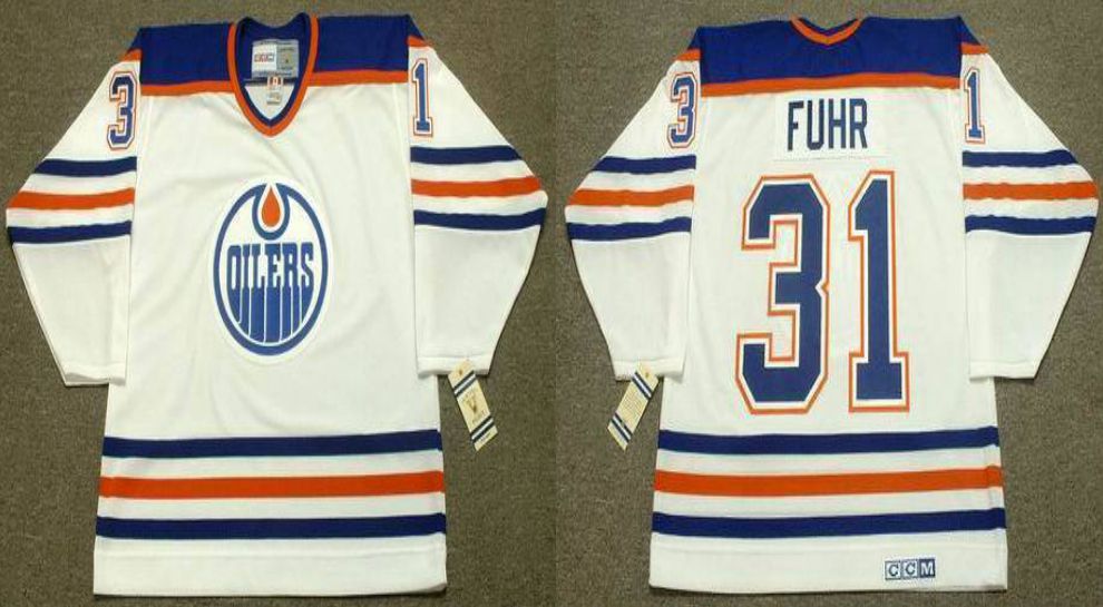 2019 Men Edmonton Oilers 31 Fuhr White CCM NHL jerseys